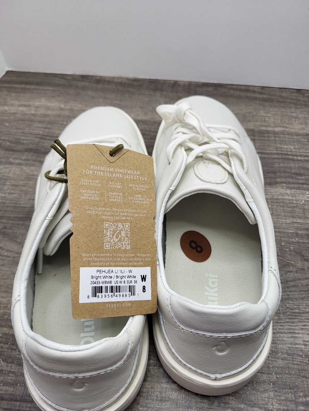 Olukai Pehuea Li 'Ili Shoe Womens Sz 8 Leather Comfort Low Casual Sneakers New - Picture 7 of 7